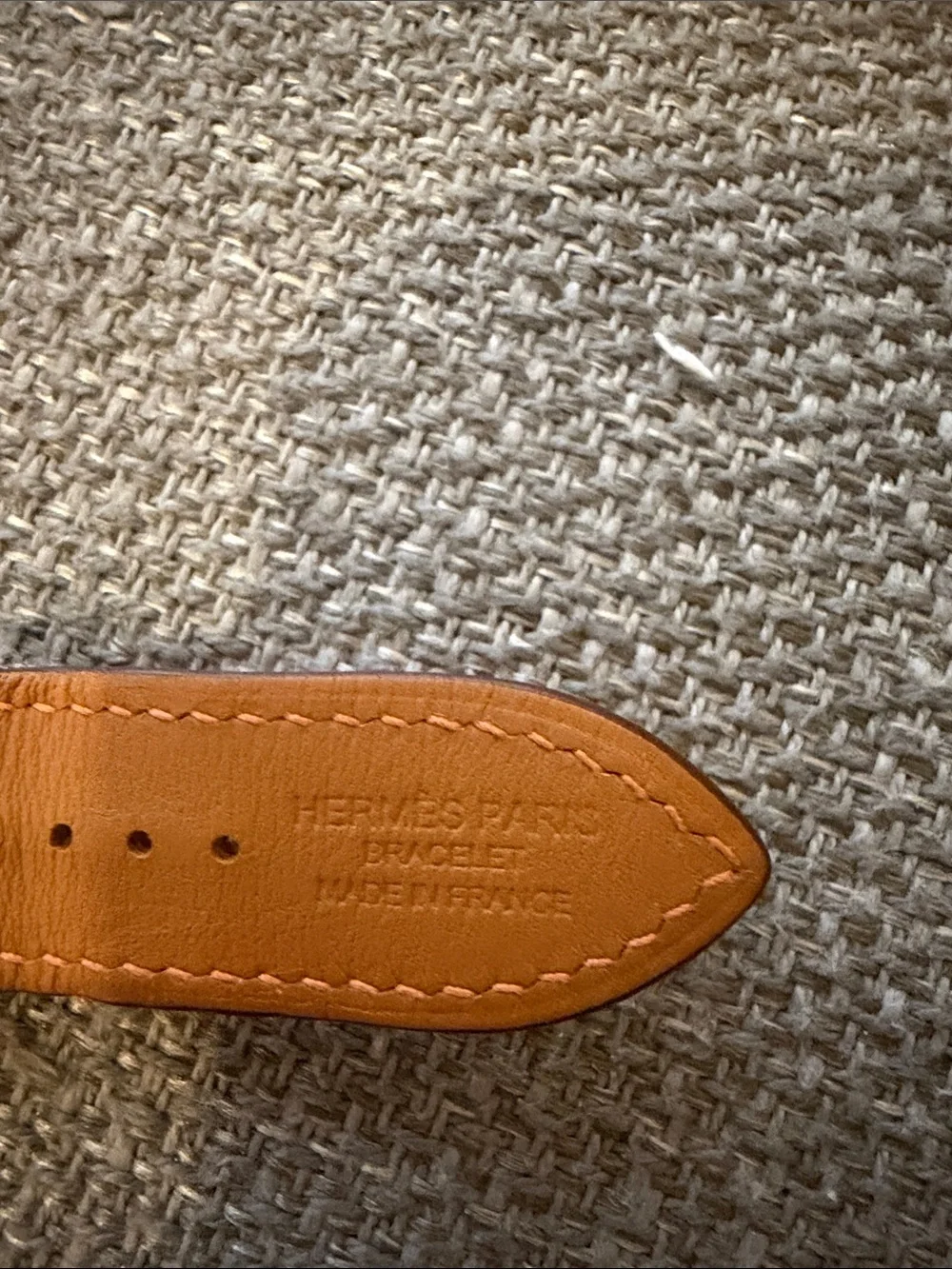 Hermes Orange Leather Apple Watch Strap with Silver Hardware